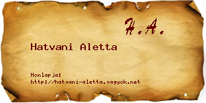 Hatvani Aletta névjegykártya